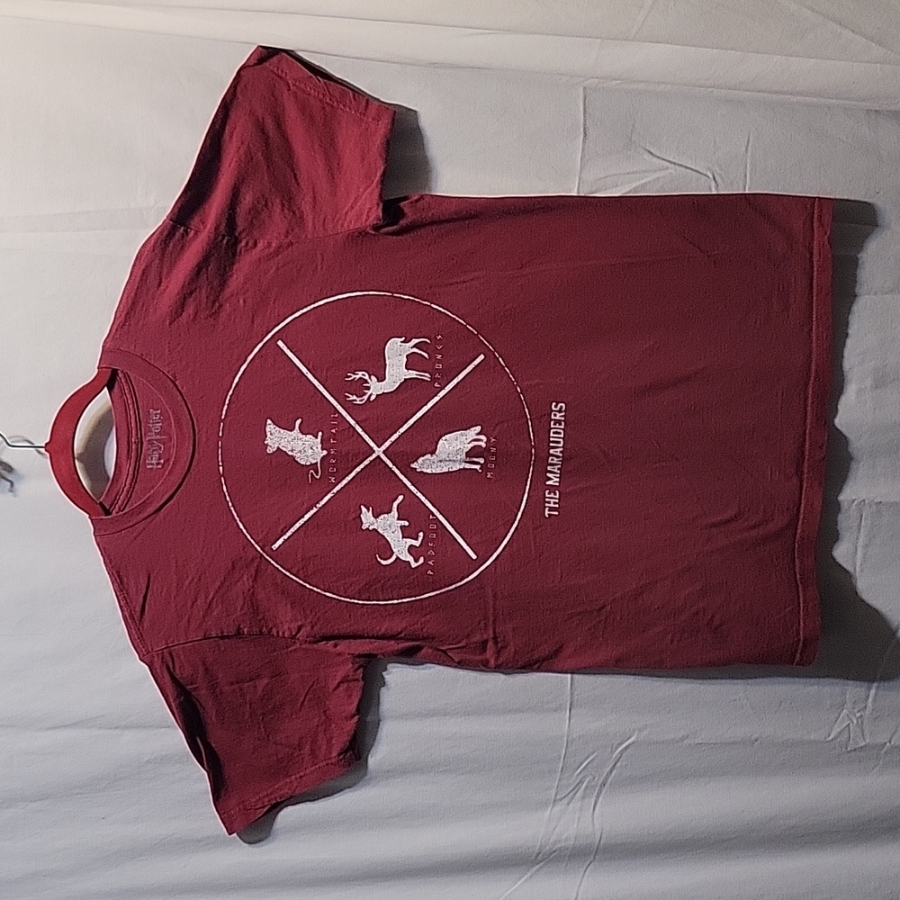 Harry Potter Marauders Maroon Burgundy Tshirt Distressed Look L